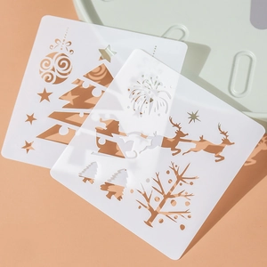 Lot de 2 pochoirs de Noël avec rennes et sapins pour le dessin DIY et les loisirs créatifs