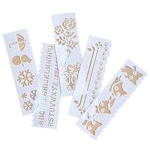 5-piece set of white translucent flexible plastic stencils for DIY drawing and journals