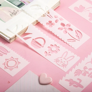 Pink multi-functional hollow drawing stencils for children DIY scrapbook and art projects