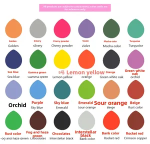 Detailed color chart of 24 teardrop-shaped ink pads with English names and numbers