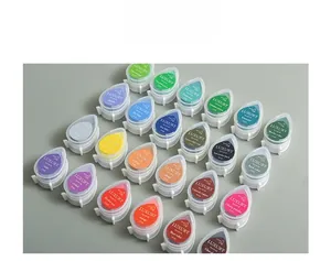 Macro shot of colorful teardrop-shaped ink pads for rubber stamps and crafts