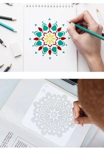 Macro view of M-5 Mandala stencil showing intricate geometric patterns for DIY art painting