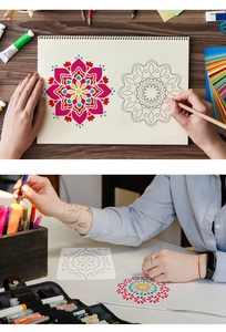 Macro view of M-48 mandala stencil design showing detailed hollow patterns for DIY art