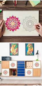 DIY mandala drawing stencils used on furniture and paper for artistic home decoration