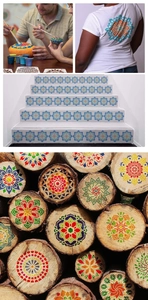 Detail of mandala stencils used for DIY painting on stone, wood, fabric and walls