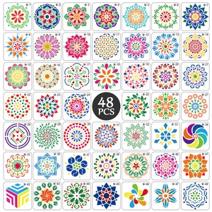 Mandala Stencils PET Plastic Hollow Out Painting Drawing Templates DIY Art Geometric Floral Patterns For Stone Wood Fabric Wall Furniture