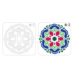 Reusable mandala drawing stencil set for DIY art projects with floral hollow pattern