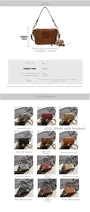 Detailed size specifications and color selection for this woven crossbody square bag