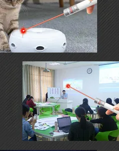 Detailed view of red laser pointer for cat play and classroom teaching demonstrations