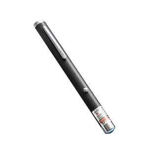 Multifunctional black matte laser pointer with metal clip and safety warning label