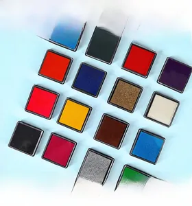 Close-up of vibrant square ink pads for kids finger painting in various bright colors