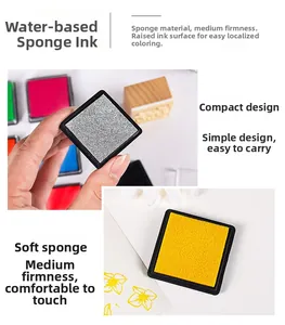 Close-up of portable square sponge ink pads for kids' washable finger painting and DIY arts