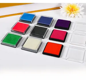 Detail of 9-color washable finger paint pads set with transparent protective lids