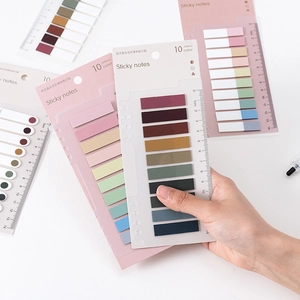 Morandi sticky notes set with 14cm ruler divider for planners and indexing