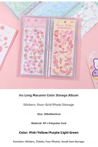 Detailed view of macaron colored long PP storage albums with polyester elastic straps