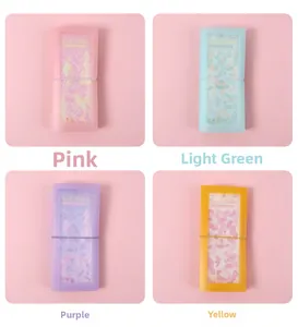 Pastel translucent sticker storage binders in pink green purple and yellow colors