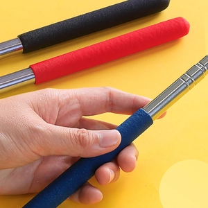 Retractable pointer sticks with anti-slip sponge handles in red, black and blue colors