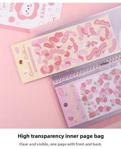 Detailed view of high-transparency storage sleeve for stickers and cards with double-sided pockets