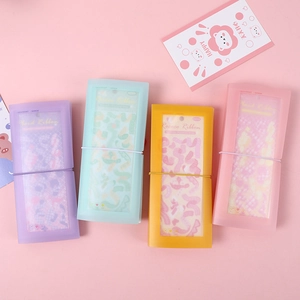 Macaron Sticker Storage Book PP Matte Multi Pockets For Long Stickers Cards Scrapbook Organizer Portable Stationery