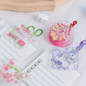 Lindos clips de acrílico transparente DIY con motivos de dibujos y purpurina