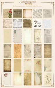 Detailed grid layout of vintage garden scrapbooking stickers with 60 botanical pieces