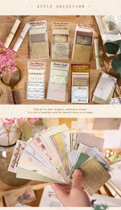 Primer plano de 60 hojas de pegatinas vintage con motivos florales y botánicos para scrapbooking