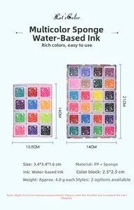Detail of 3.4x3.4cm sponge ink pad for kids DIY finger painting showing size and material