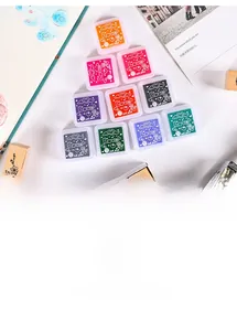 Top view of colorful 3x3cm ink pads for DIY finger painting and stamp art projects