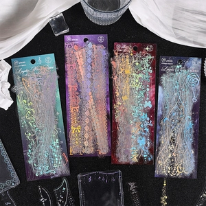 Laser Holographic PET Stickers Butterfly Starry Sky Lace Musical Note Waterproof DIY Decorative Decals For Scrapbooking