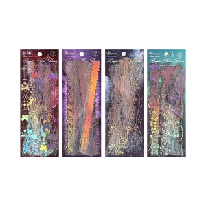 Dreamy Night Fantasy laser PET sticker set for journaling with four decorative themes