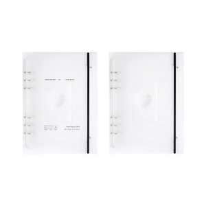 Raccoglitore A5 trasparente in PVC con tasca a cuore e chiusura a fascia elastica