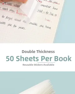 Close-up of translucent waterproof sticky notes with durable matte texture for notebooks