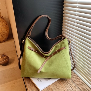Sac Fourre-tout Rétro en PU Aspect Suédé pour Femmes Grande Capacité Sac à Bandoulière Maillard Sac à Main Mode Sac de Voyage