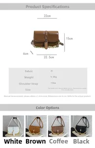 Detailed dimension guide for a vintage square crossbody bag with chain strap and clasp