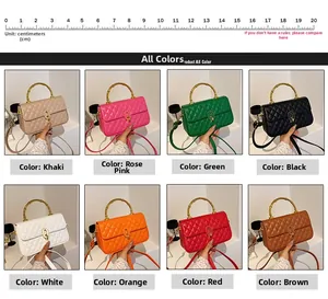 Quilted crossbody bag with bamboo handle in eight colors and a 20cm scale reference