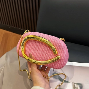 Retro Webstruktur Box Abendtasche Für Damen Mit Gold Metallgriff Abnehmbarem Kettenriemen Umhängetasche Party Handtasche
