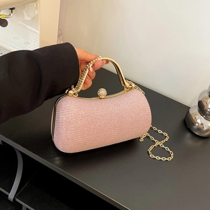 Sac De Soirée Élégant À Paillettes Pour Femmes Avec Poignée En Métal Fermoir À Strass Chaîne Bandoulière Fête