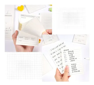Detail view of portable sticky notes with pre-printed error correction template and grid layout
