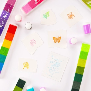 Gradient ink pads set with sponge finger daubers for DIY kids crafts and stamp art