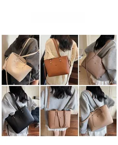Detail view of large capacity tote bag in six colors showing versatile styling options