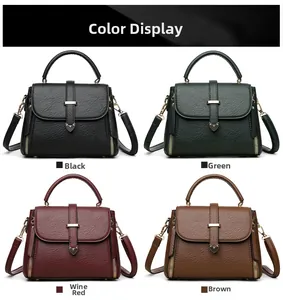 Opzioni colore delle borse in pelle martellata in nero, verde, bordeaux e marrone