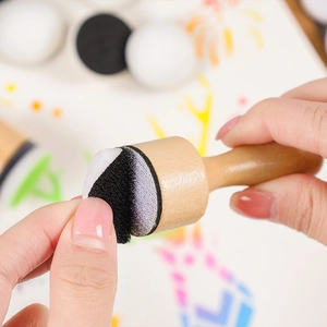 Wooden handle sponge stamp brush for DIY scrapbooking and stencil coloring painting