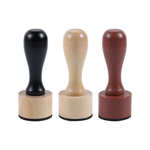 Three-piece set of wooden sponge stamps with ergonomic handles for DIY painting and journaling