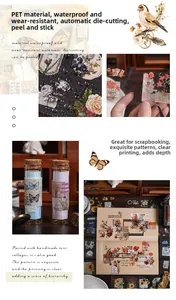 Wasserdichte PET-Aufkleber mit Schmetterlings- und Blumenmotiven für Scrapbooking