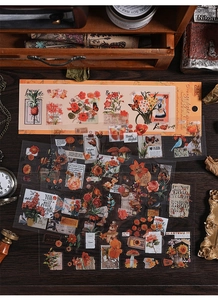 Pegatinas vintage de PET con flores y mariposas para decoración de diarios retro