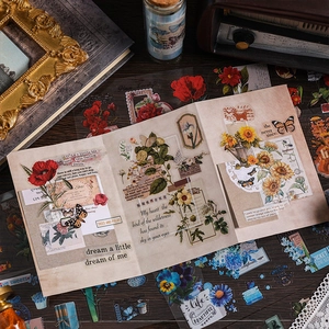 Pegatinas PET vintage con motivos florales y mariposas para scrapbooking creativo