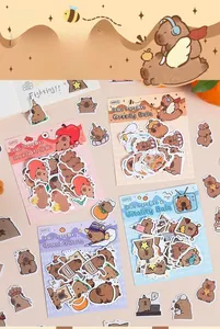 Close-up of Capybara themed sticker packs with hand-drawn illustrations and 40 stickers