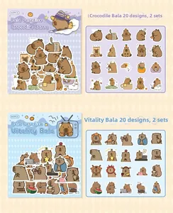 Cute Capybara cartoon stickers set with 40 pieces of colorful decorative journal decals