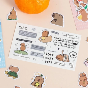 Cute Capybara themed stationery sticker pack for journaling with creative animal illustrations