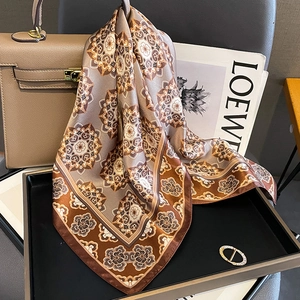 Sciarpa Quadrata In Raso Di Gelso Vintage Stampa Paisley Elegante Versatile Protezione Solare Collo Testa Capelli Per Donna